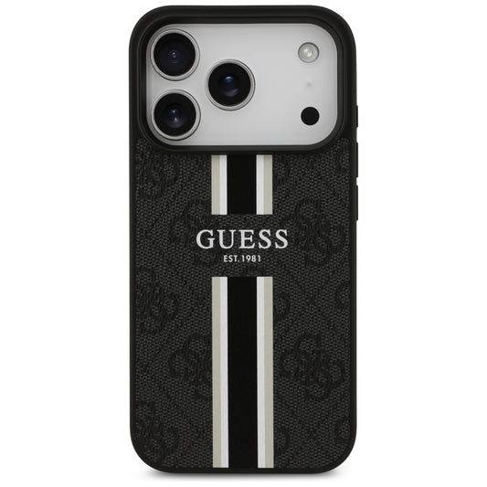 Θήκη MagSafe για Apple iPhone 17 Pro Max, Guess, 4G Printed Stripes, Μαύρη