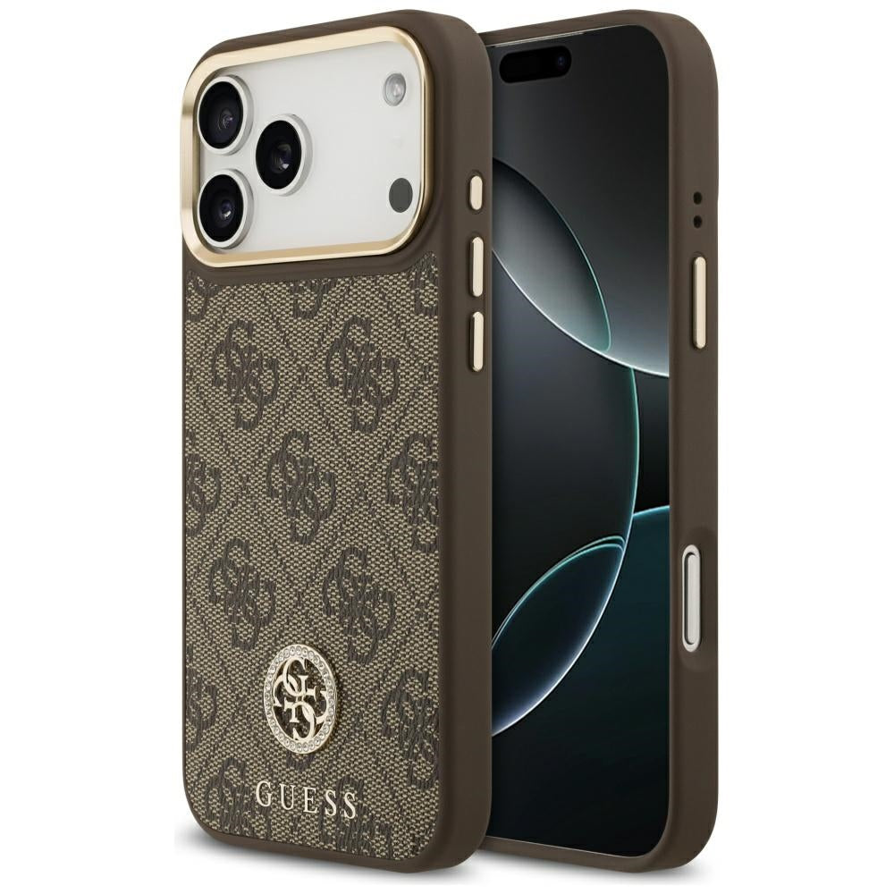 Θήκη MagSafe για Apple iPhone 17 Pro Max, Guess, 4G Strass Logo, Καφέ