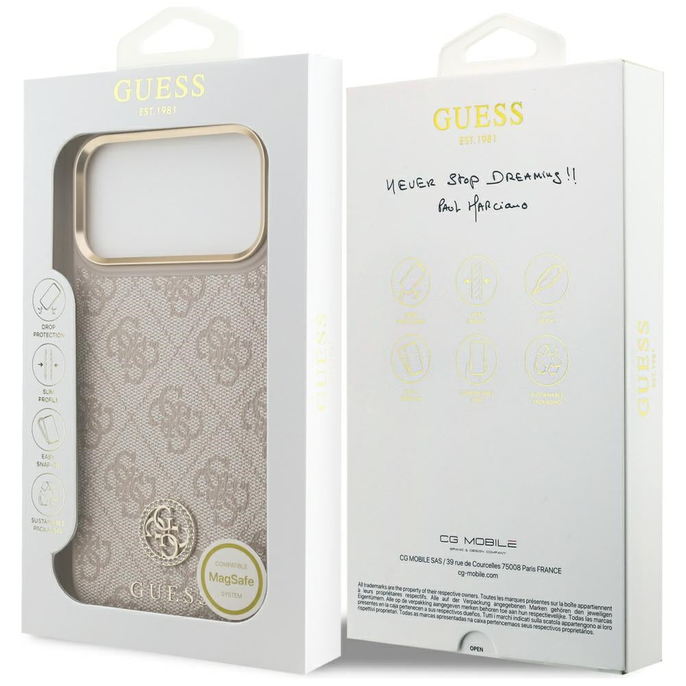 Θήκη MagSafe για Apple iPhone 17 Pro Max, Guess, 4G Strass Logo, Ροζ