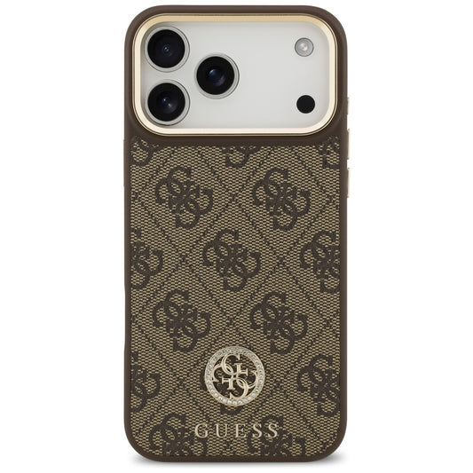 Θήκη MagSafe για Apple iPhone 17 Pro Max, Guess, 4G Strass Logo with Big Strap, Καφέ
