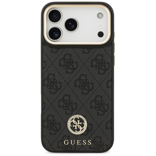 Θήκη MagSafe για Apple iPhone 17 Pro Max, Guess, 4G Strass Logo with Big Strap, Μαύρη