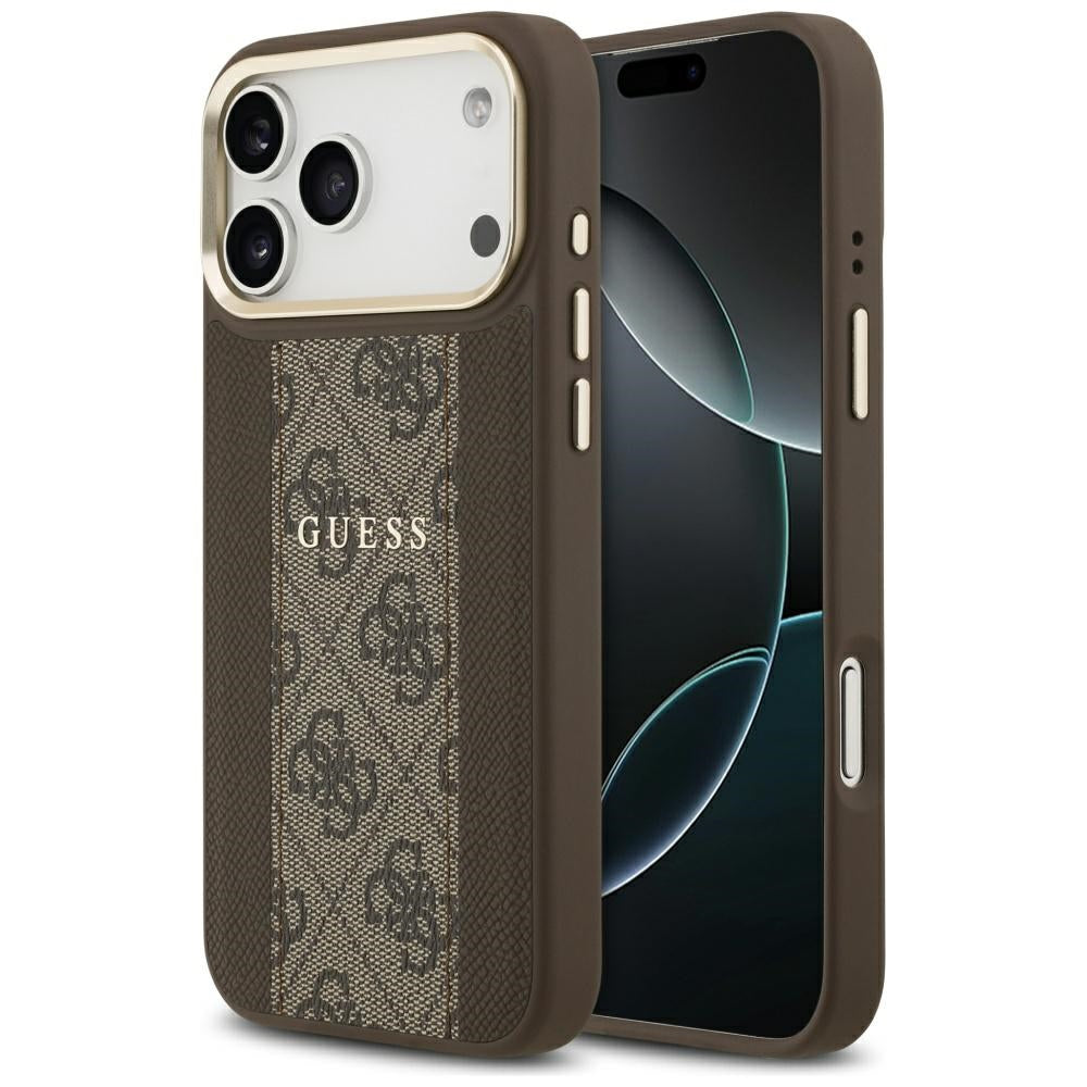 Θήκη MagSafe για Apple iPhone 17 Pro Max, Guess, 4G Stripe, Καφέ
