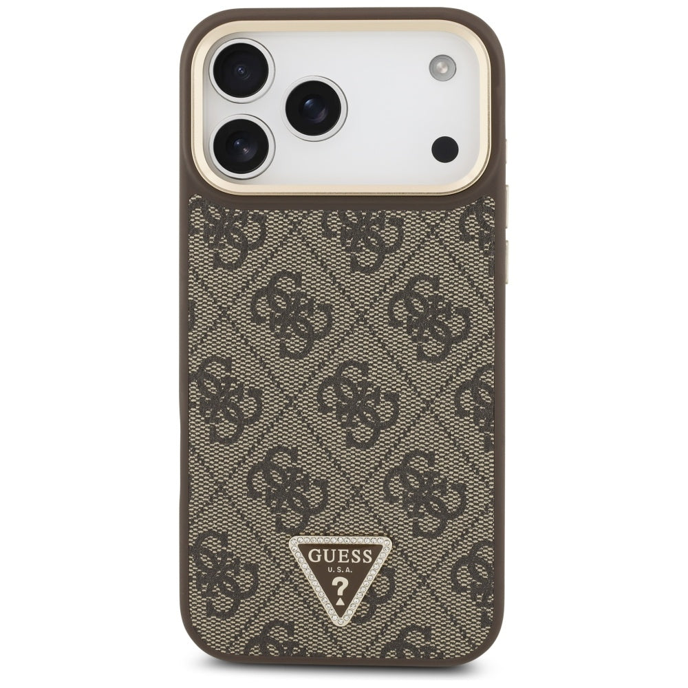 Θήκη MagSafe για Apple iPhone 17 Pro Max, Guess, 4G Triangle Logo, Χρυσοκαφέ