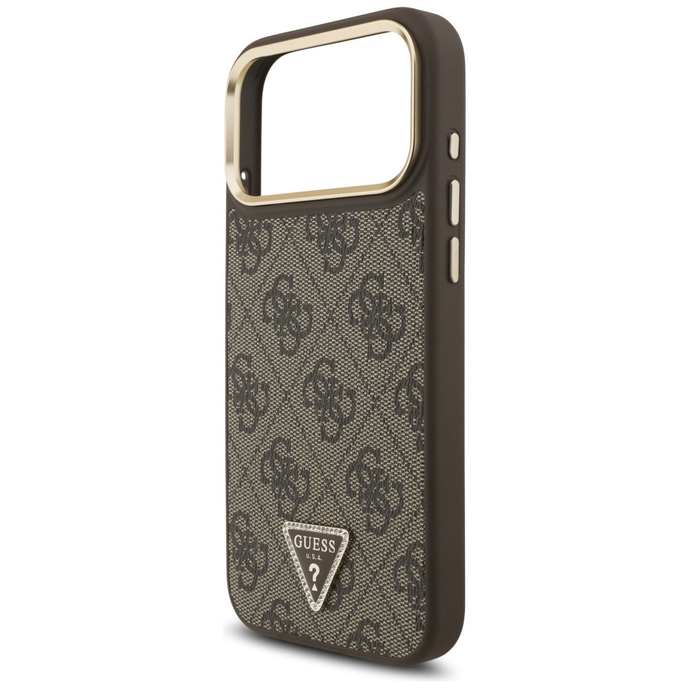 Θήκη MagSafe για Apple iPhone 17 Pro Max, Guess, 4G Triangle Logo, Χρυσοκαφέ