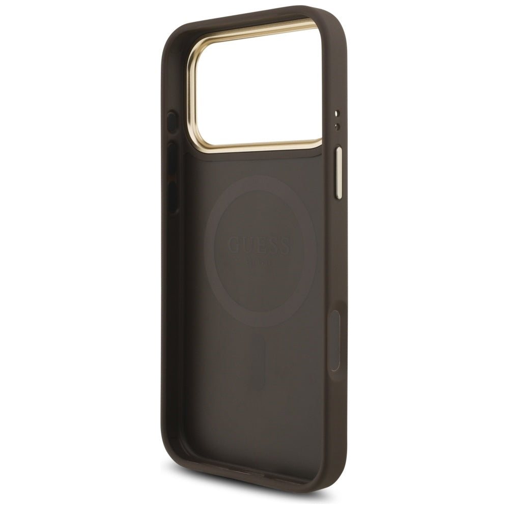 Θήκη MagSafe για Apple iPhone 17 Pro Max, Guess, 4G Triangle Logo, Χρυσοκαφέ