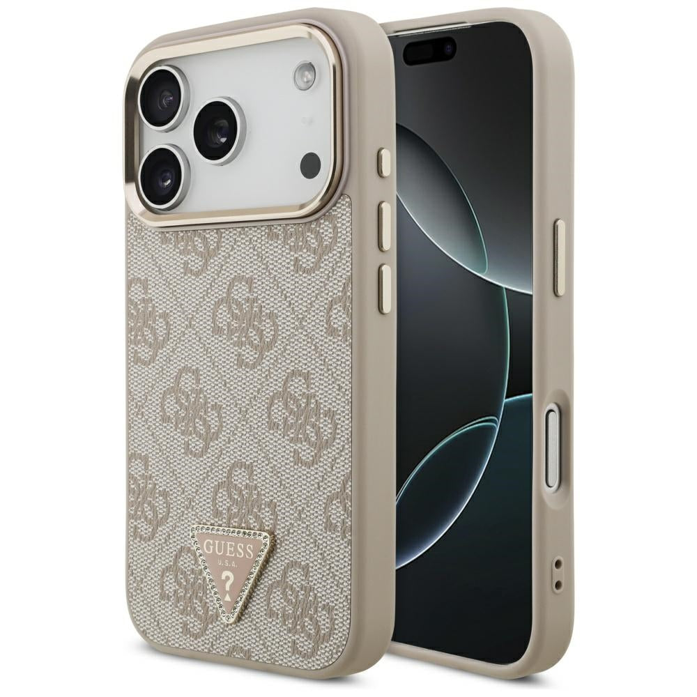 Θήκη MagSafe για Apple iPhone 17 Pro Max, Guess, 4G Triangle Logo, Ροζ Χρυσό