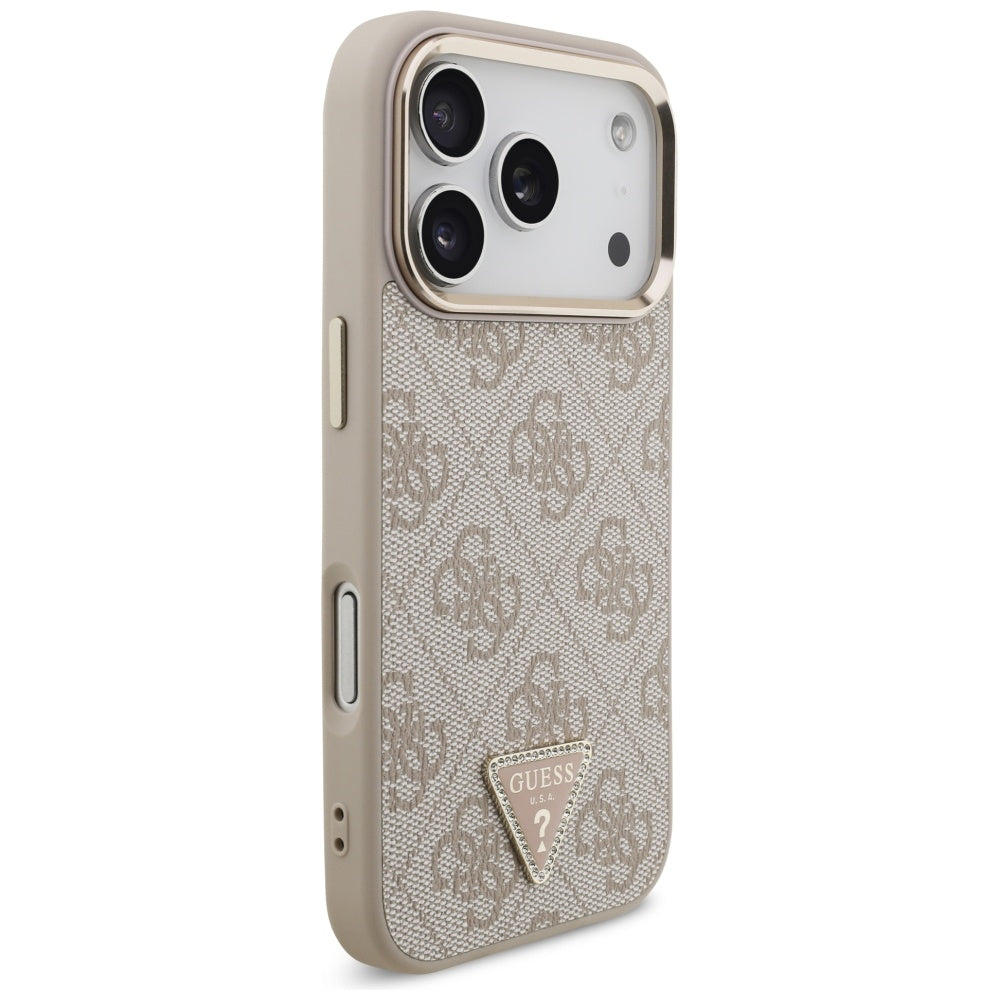 Θήκη MagSafe για Apple iPhone 17 Pro Max, Guess, 4G Triangle Logo, Ροζ Χρυσό