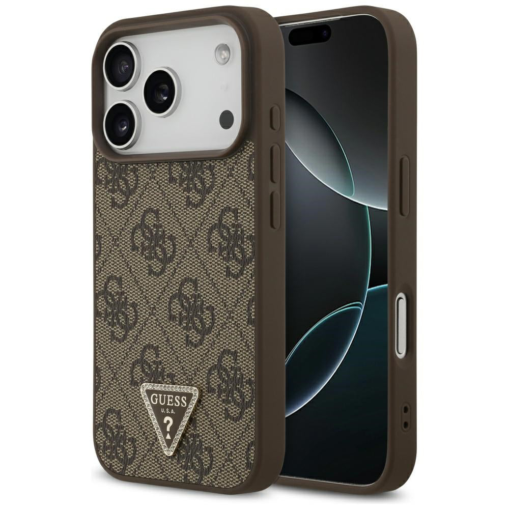 Θήκη MagSafe για Apple iPhone 17 Pro Max, Guess, 4G Triangle Strass, Καφέ