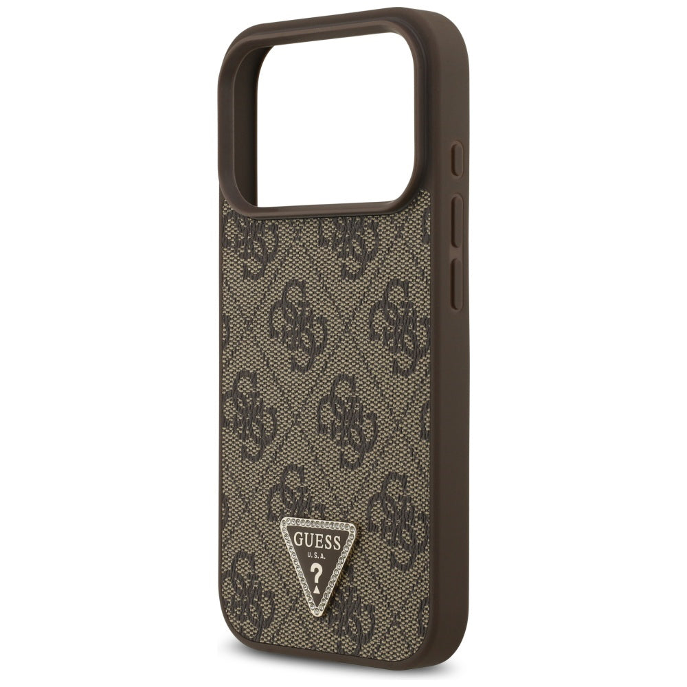 Θήκη MagSafe για Apple iPhone 17 Pro Max, Guess, 4G Triangle Strass, Καφέ