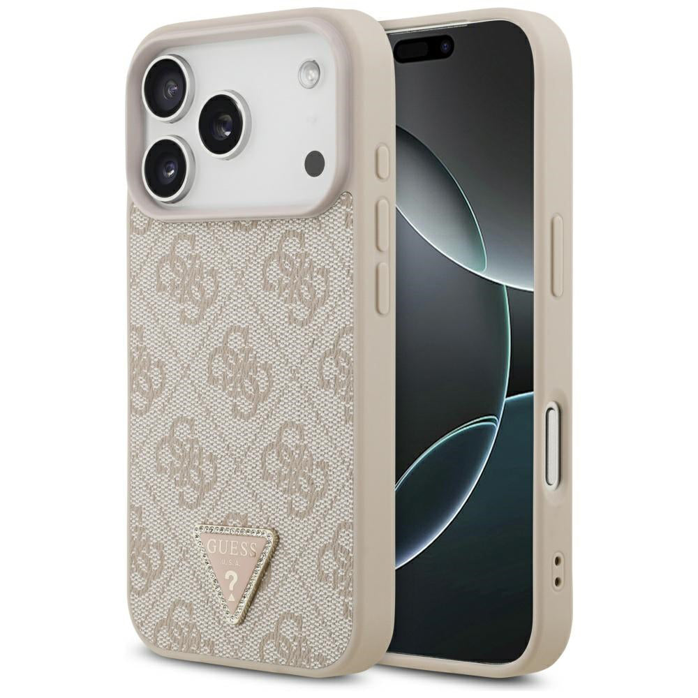 Θήκη MagSafe για Apple iPhone 17 Pro Max, Guess, 4G Triangle Strass, Ροζ