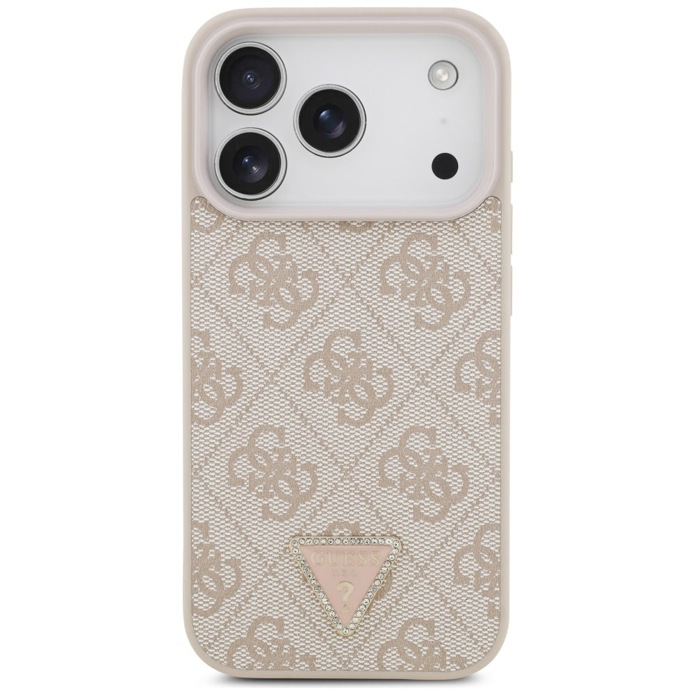 Θήκη MagSafe για Apple iPhone 17 Pro Max, Guess, 4G Triangle Strass, Ροζ