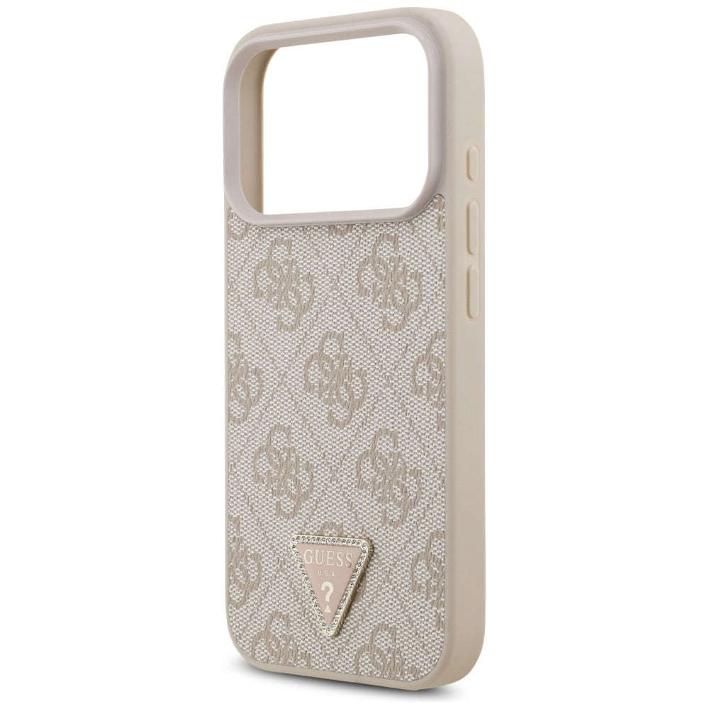Θήκη MagSafe για Apple iPhone 17 Pro Max, Guess, 4G Triangle Strass, Ροζ