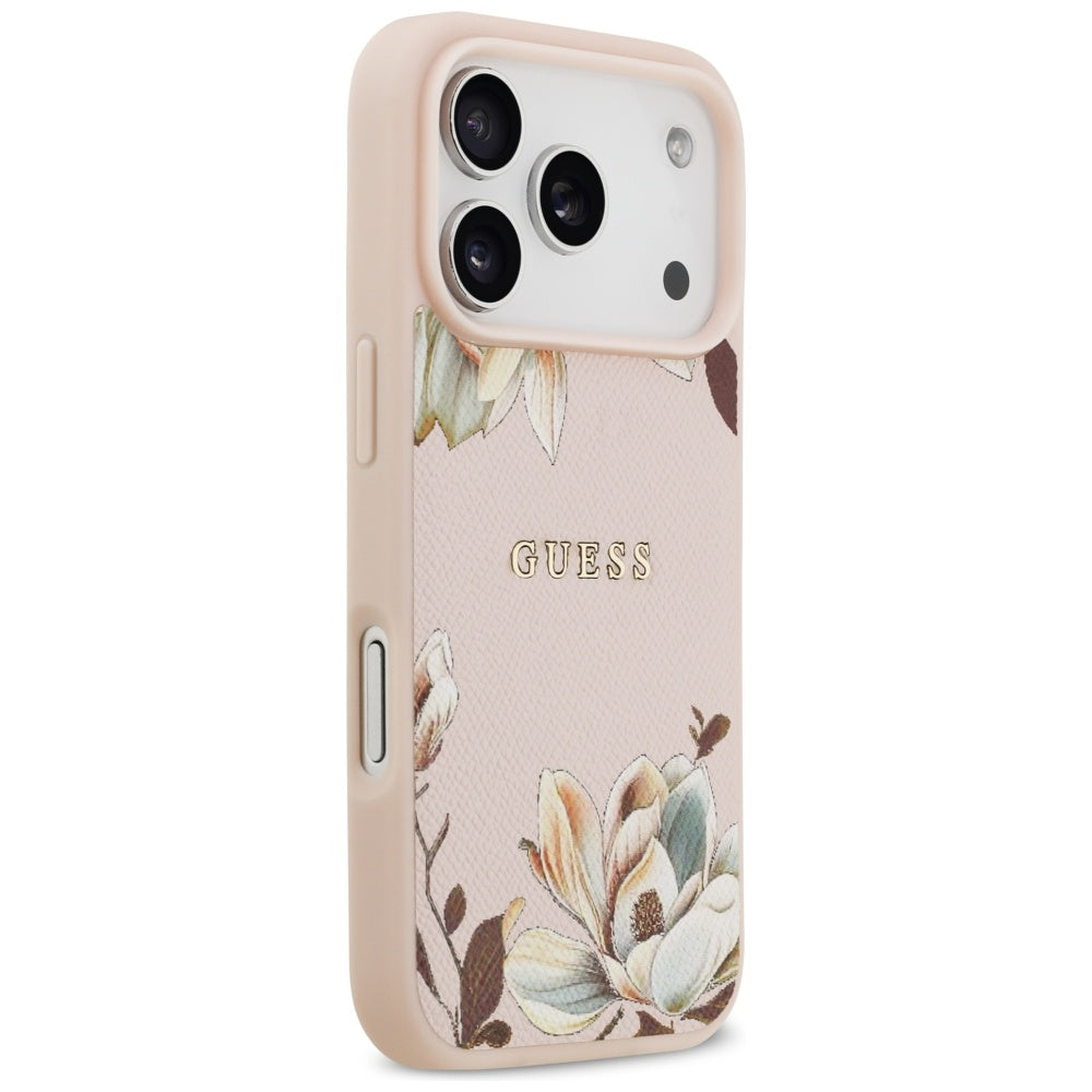 Θήκη MagSafe για Apple iPhone 17 Pro Max, Guess, Grained Flowers, Ροζ