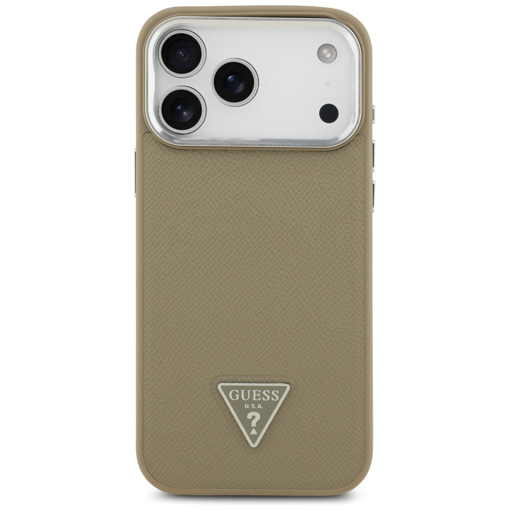 Θήκη MagSafe για Apple iPhone 17 Pro Max, Guess, Grained Triangle Logo, Καφέ