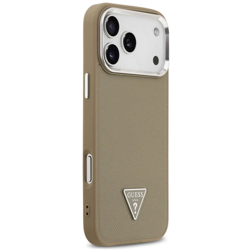 Θήκη MagSafe για Apple iPhone 17 Pro Max, Guess, Grained Triangle Logo, Καφέ