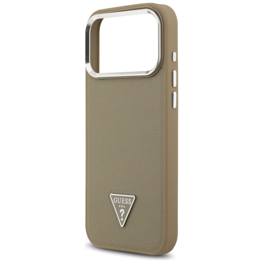 Θήκη MagSafe για Apple iPhone 17 Pro Max, Guess, Grained Triangle Logo, Καφέ