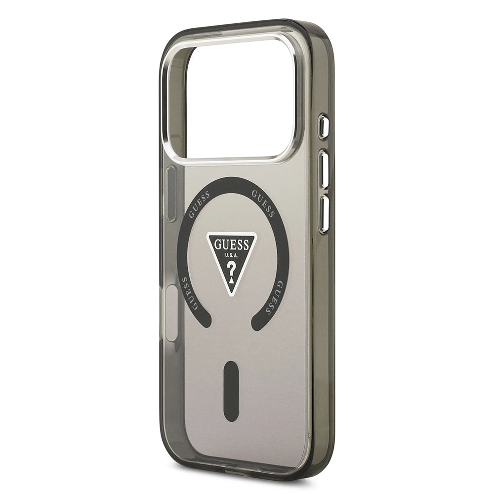 Θήκη MagSafe για Apple iPhone 17 Pro Max, Guess, IML Gradient Triangle Logo, Μαύρη Ασημί