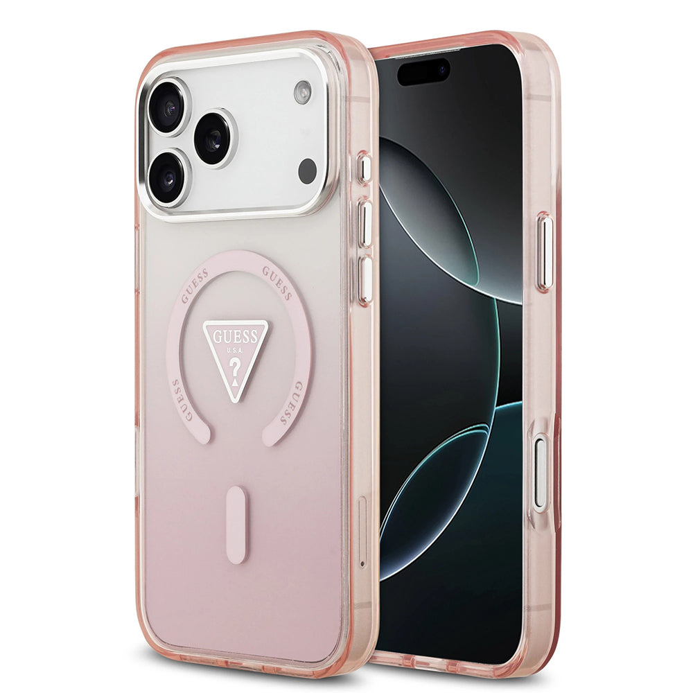 Θήκη MagSafe για Apple iPhone 17 Pro Max, Guess, IML Gradient Triangle Logo, Ροζ