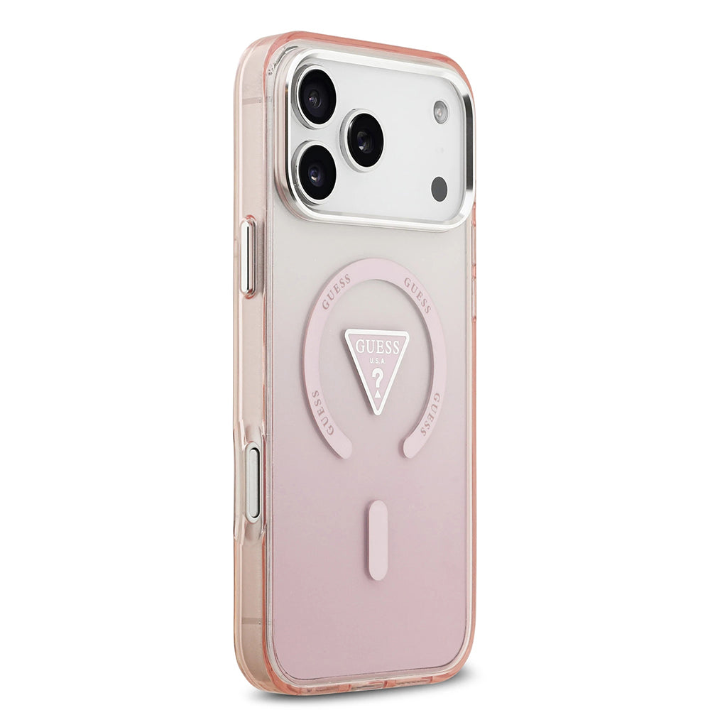 Θήκη MagSafe για Apple iPhone 17 Pro Max, Guess, IML Gradient Triangle Logo, Ροζ