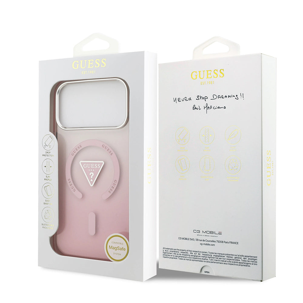 Θήκη MagSafe για Apple iPhone 17 Pro Max, Guess, IML Gradient Triangle Logo, Ροζ