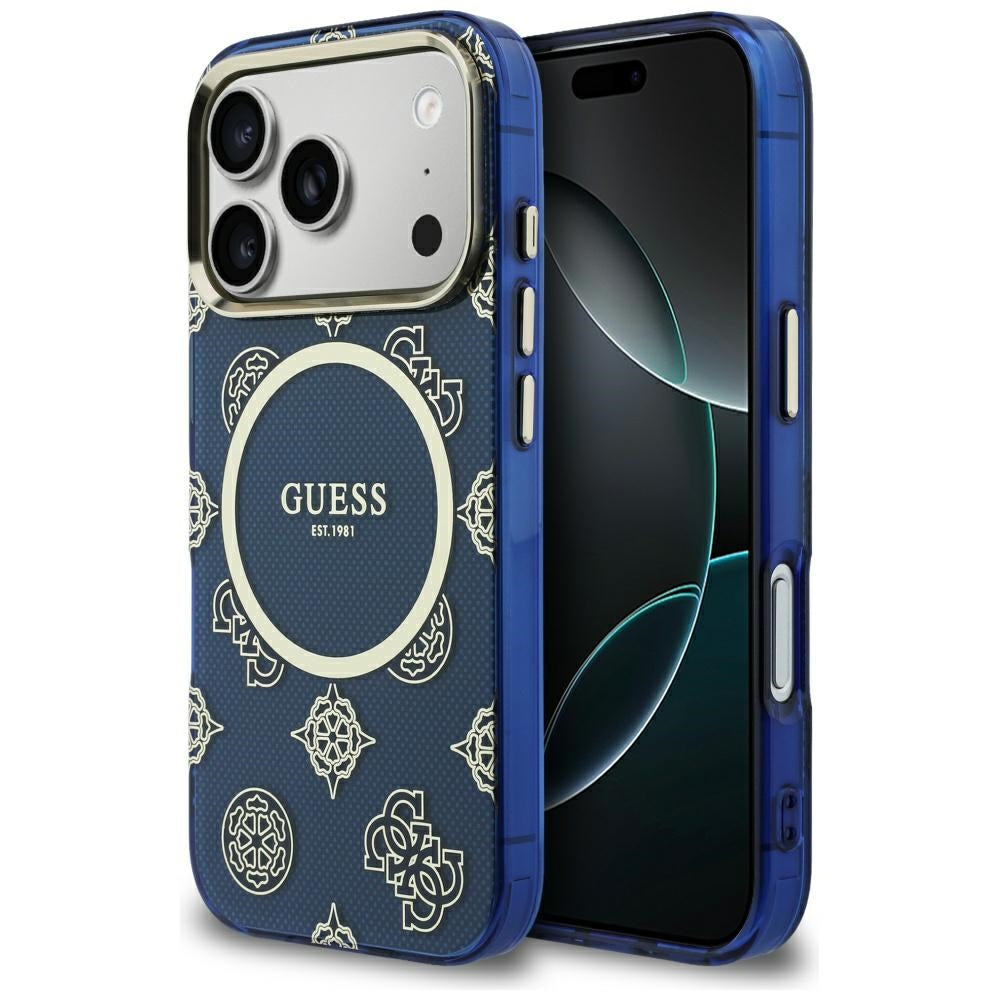Θήκη MagSafe για Apple iPhone 17 Pro Max, Guess, IML Peony Dot, Μπλε