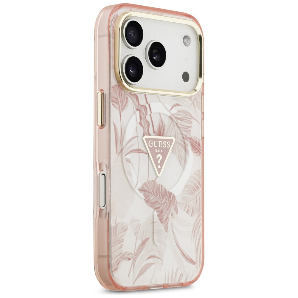 Θήκη MagSafe για Apple iPhone 17 Pro Max, Guess, Jungle Tonal Triangle, Ροζ