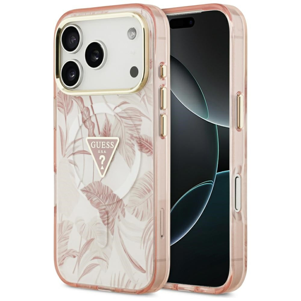 Θήκη MagSafe για Apple iPhone 17 Pro Max, Guess, Jungle Tonal Triangle, Ροζ