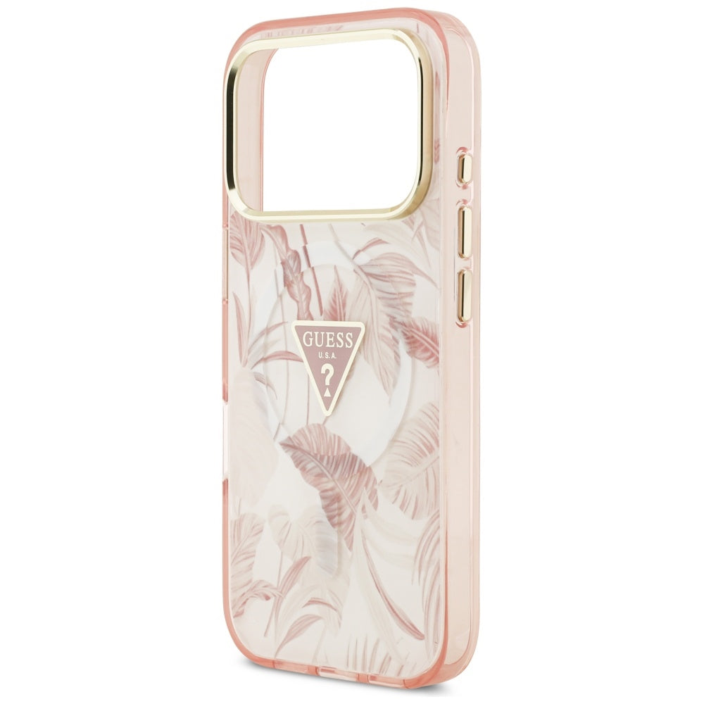 Θήκη MagSafe για Apple iPhone 17 Pro Max, Guess, Jungle Tonal Triangle, Ροζ