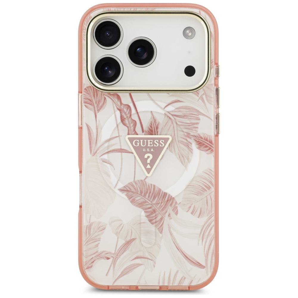 Θήκη MagSafe για Apple iPhone 17 Pro Max, Guess, Jungle Tonal Triangle, Ροζ