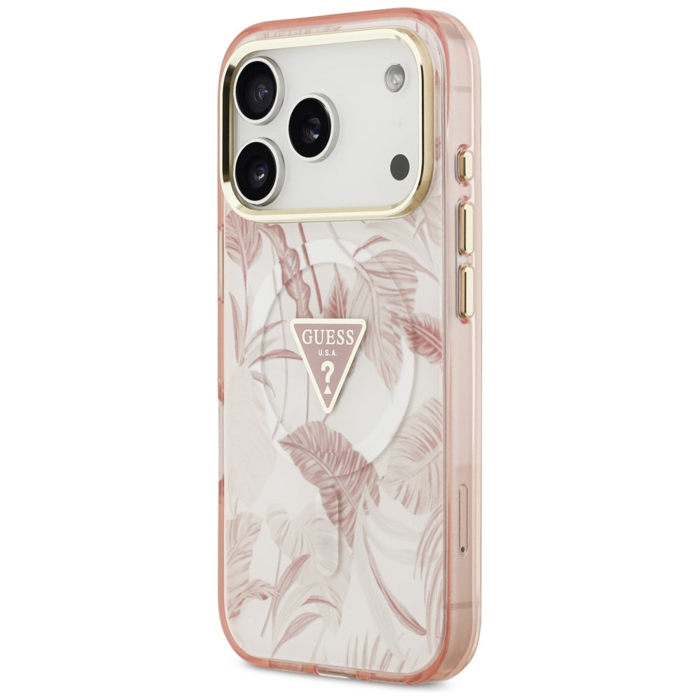 Θήκη MagSafe για Apple iPhone 17 Pro Max, Guess, Jungle Tonal Triangle, Ροζ