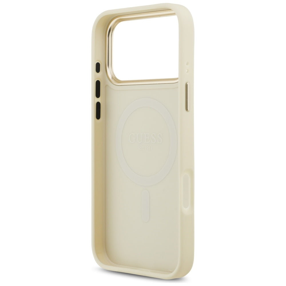 Θήκη MagSafe για Apple iPhone 17 Pro Max, Guess, Peony Hot Stamp, Μπεζ