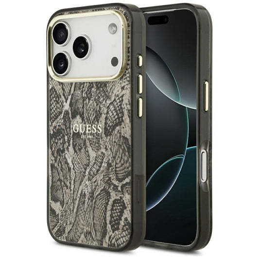 Θήκη MagSafe για Apple iPhone 17 Pro Max, Guess, Python Pattern, Καφέ