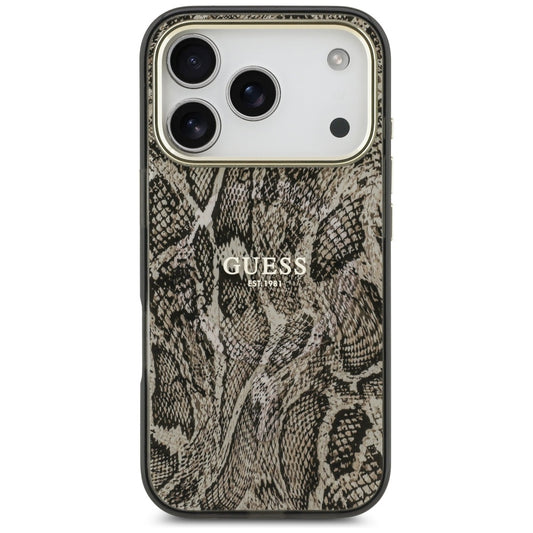 Θήκη MagSafe για Apple iPhone 17 Pro Max, Guess, Python Pattern, Καφέ