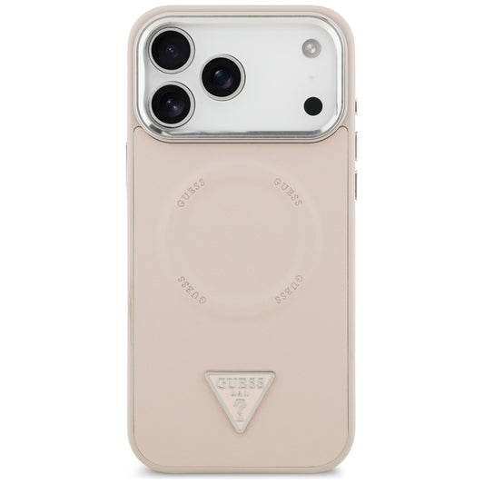MagSafe Case for Apple iPhone 17 Pro Max, Guess, Triangle Logo, Silver Pink