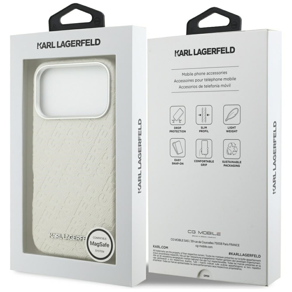 Θήκη MagSafe για Apple iPhone 17 Pro Max, Karl Lagerfeld, FW Stamped Karl, Μπεζ