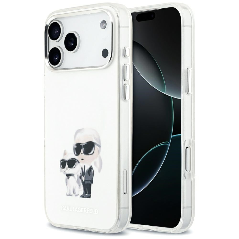 Θήκη MagSafe για Apple iPhone 17 Pro Max, Karl Lagerfeld, IML Aquarelle Logo Karl & Choupette, Λευκή.