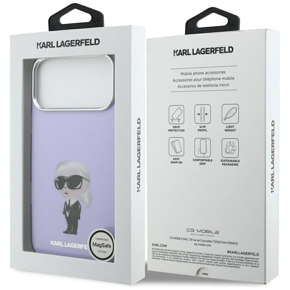 Θήκη MagSafe για Apple iPhone 17 Pro Max, Karl Lagerfeld, IML Aquarelle Logo Karl, Μωβ