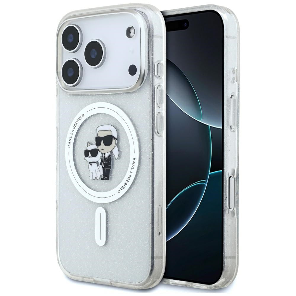 Θήκη MagSafe για Apple iPhone 17 Pro Max, Karl Lagerfeld, IML Glitter Karl & Choupette, Διάφανη