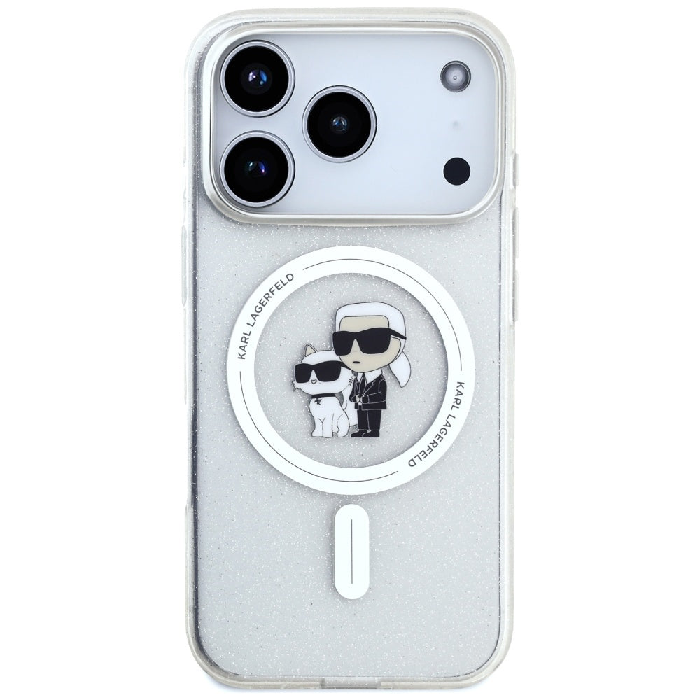 Θήκη MagSafe για Apple iPhone 17 Pro Max, Karl Lagerfeld, IML Glitter Karl & Choupette, Διάφανη