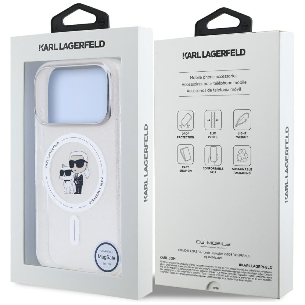 Θήκη MagSafe για Apple iPhone 17 Pro Max, Karl Lagerfeld, IML Glitter Karl & Choupette, Διάφανη