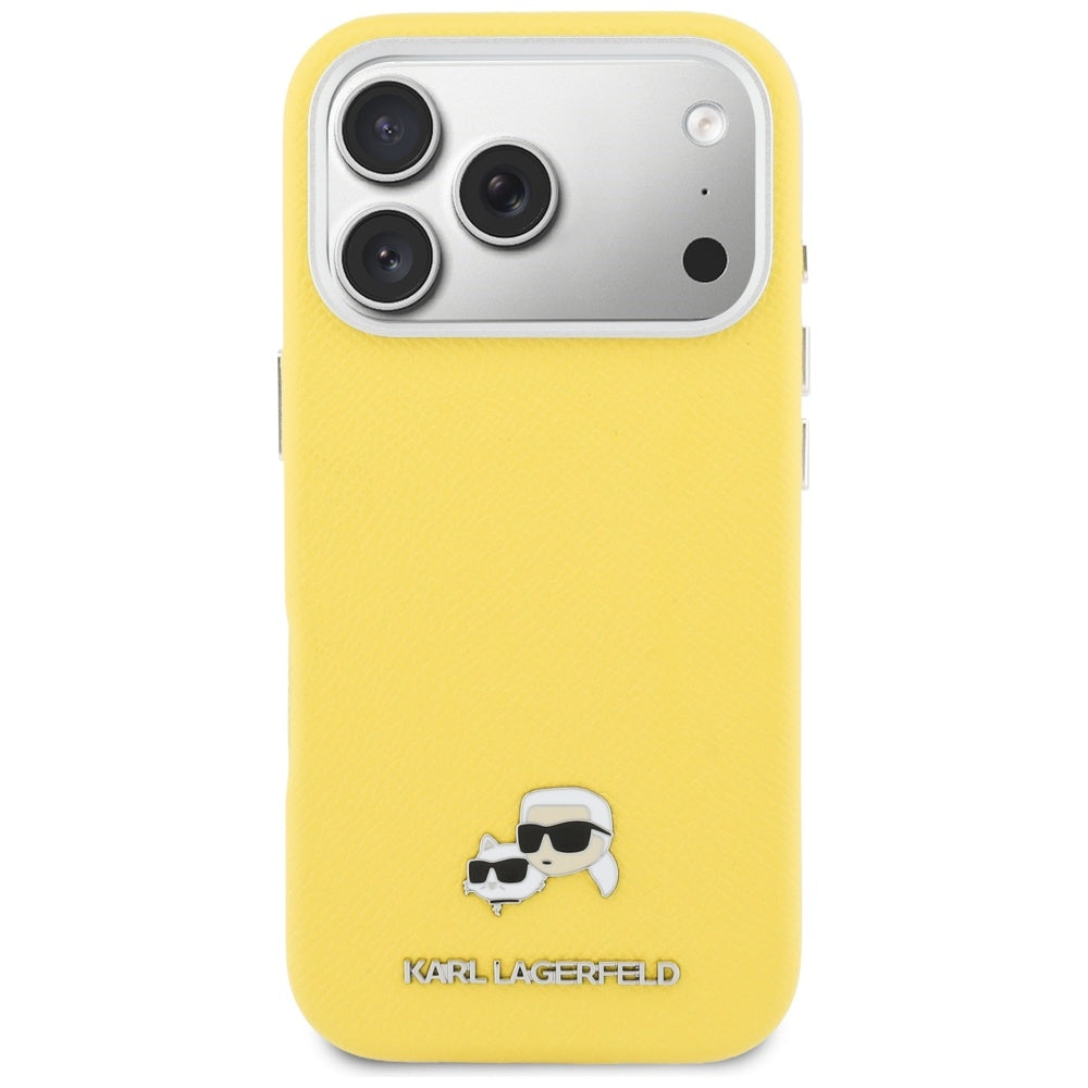 MagSafe Case for Apple iPhone 17 Pro Max, Karl Lagerfeld, Karl & Choupette Head's Pin, Yellow