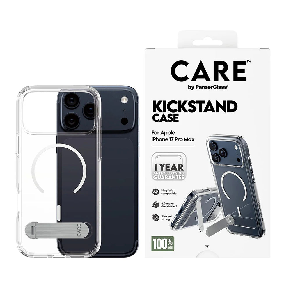 Θήκη MagSafe για Apple iPhone 17 Pro Max, PanzerGlass, με Χαρακτηριστικό Kickstand, Διάφανη Λευκή