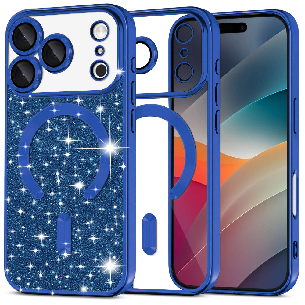 Θήκη MagSafe για Apple iPhone 17 Pro Max, Techsuit, Luxury Glitter, Μπλε