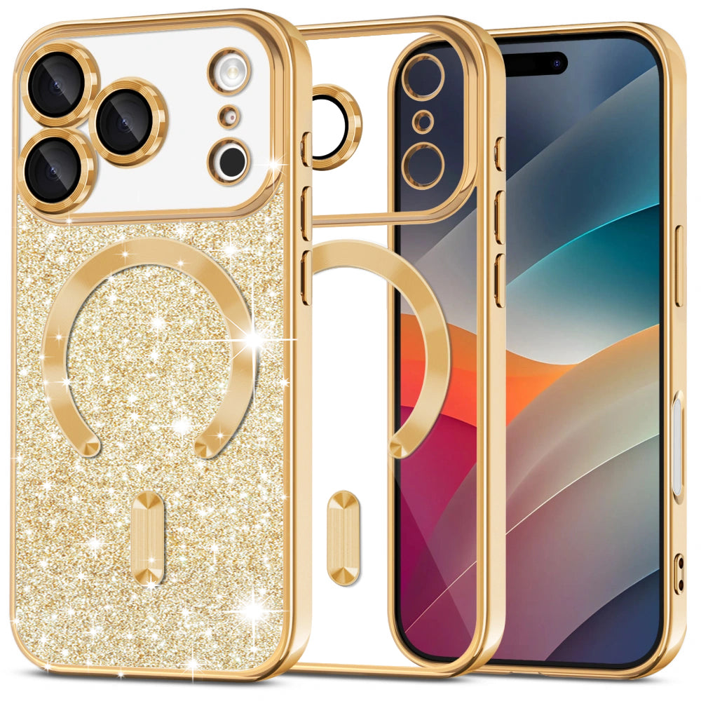 Θήκη MagSafe για Apple iPhone 17 Pro, Techsuit, Luxury Glitter, Χρυσή