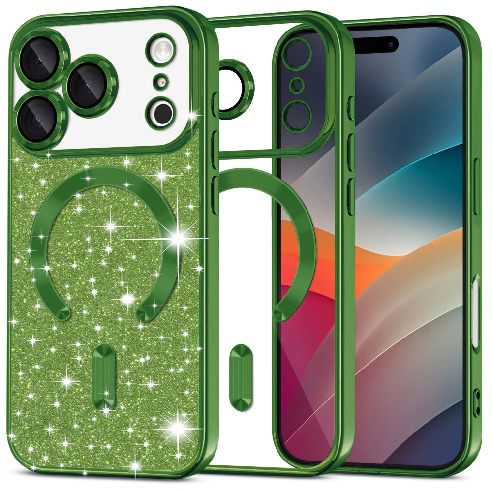 Θήκη MagSafe για Apple iPhone 17 Pro, Techsuit, Luxury Glitter, Σκούρο Πράσινο