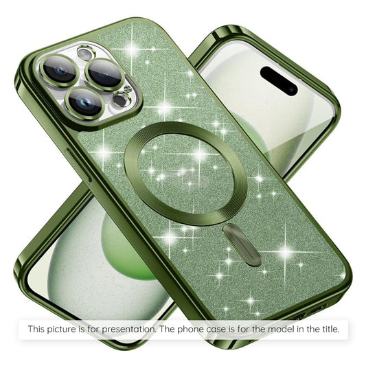 MagSafe Case for Apple iPhone 17, Techsuit, Luxury Glitter, Dark Green