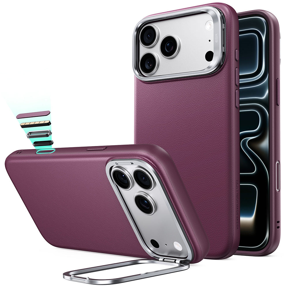 Θήκη MagSafe για Apple iPhone 18 Pro / 17 Pro, ESR, Atelier με Βάση Στήριξης, Σκούρο Βυσσινί Ματ