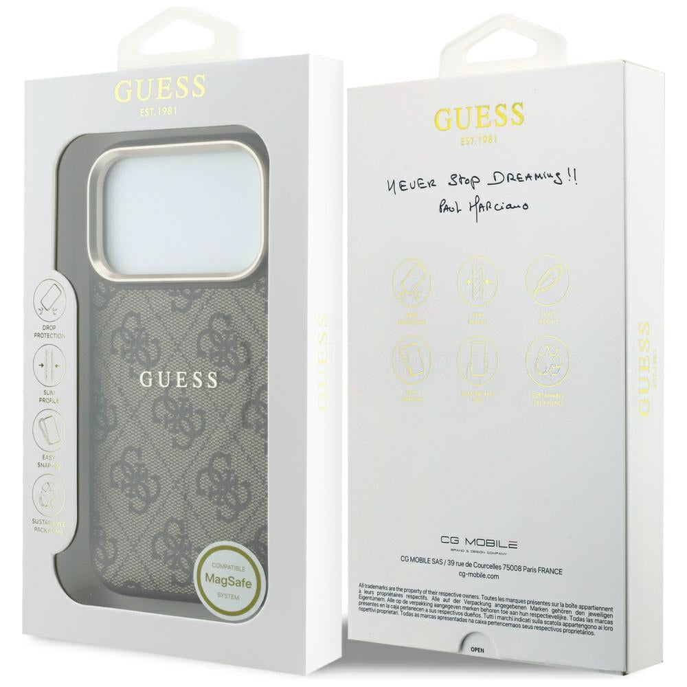 Θήκη MagSafe για Apple iPhone 18 Pro / 17 Pro, Guess, 4G Embossed Classic, Καφέ
