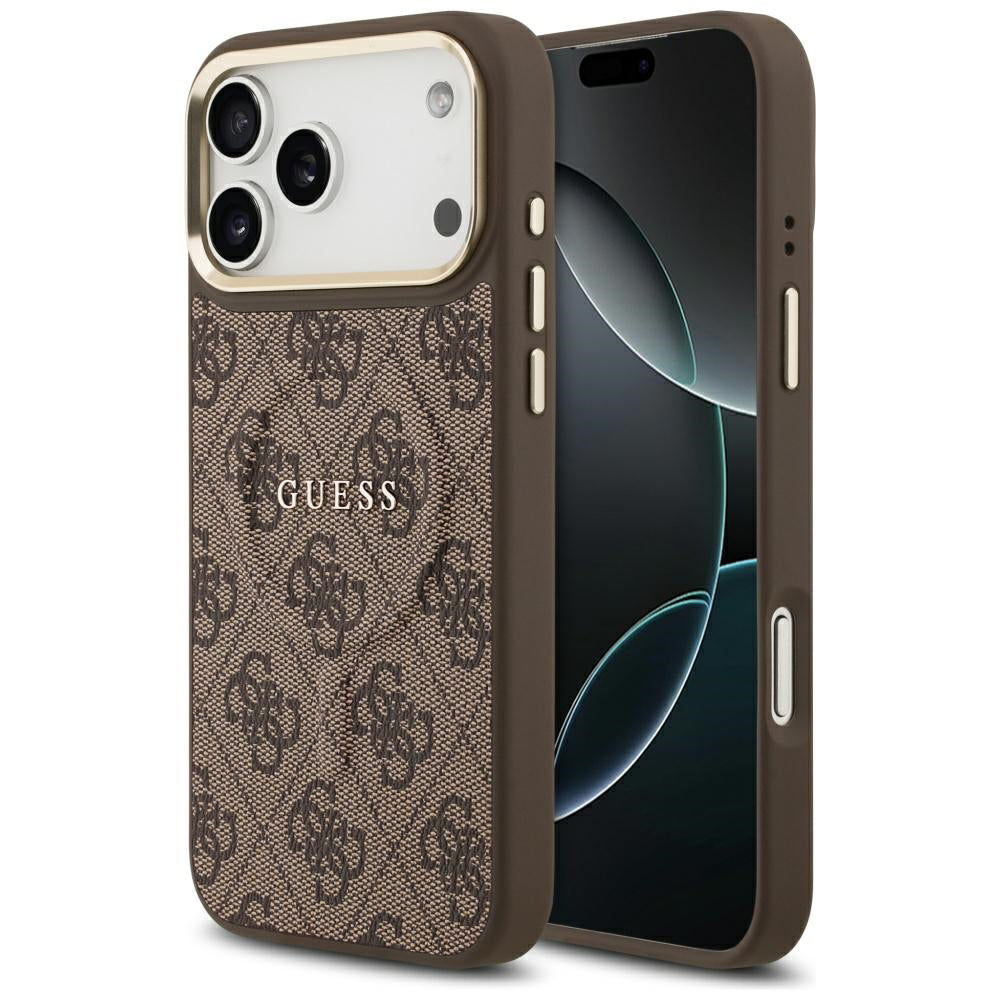 Θήκη MagSafe για Apple iPhone 18 Pro / 17 Pro, Guess, 4G Εμφανές Δαχτυλίδι Κλασικό Λογότυπο, Καφέ