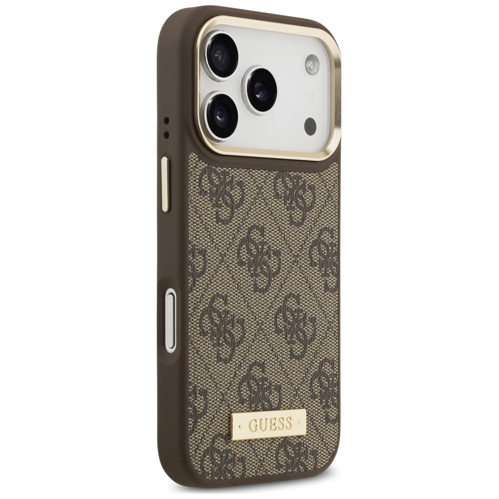 Θήκη MagSafe για Apple iPhone 18 Pro / 17 Pro, Guess, 4G Logo Plate, Καφέ